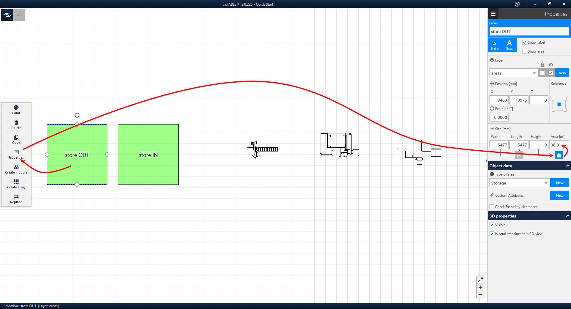 Two storaging block layout objects