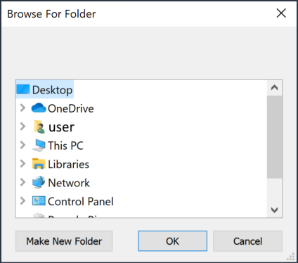 Selecting a folder for the library